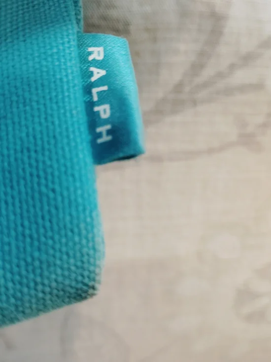 Ralph Lauren Teal Shoulder Tote with Pink Bow Accent - Picture 4 of 5